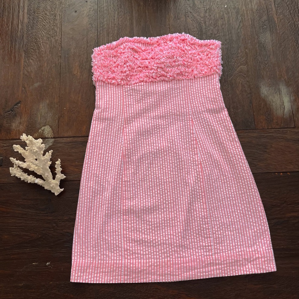 LILLY PULITZER PINK AND WHITE STRIPED MINI DRESS🩷🩵100% COTTON